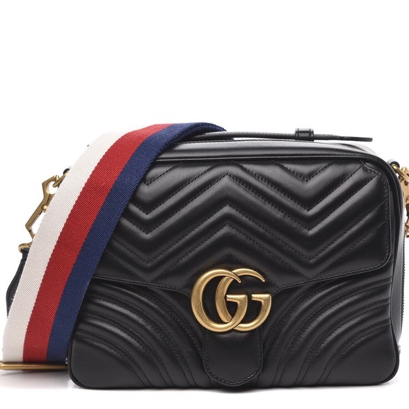 Gucci Handbags - GUCCI Calfskin Matelasse Sylvie Web Small GG Marmont Top Handle Shoulder Bag